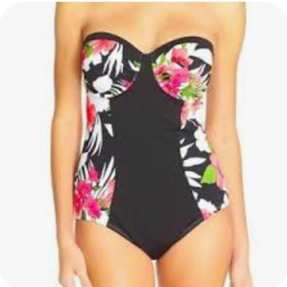 Tommy Bahama One Piece Tropical Built In Support Swimsuit - Picture 2 of 10